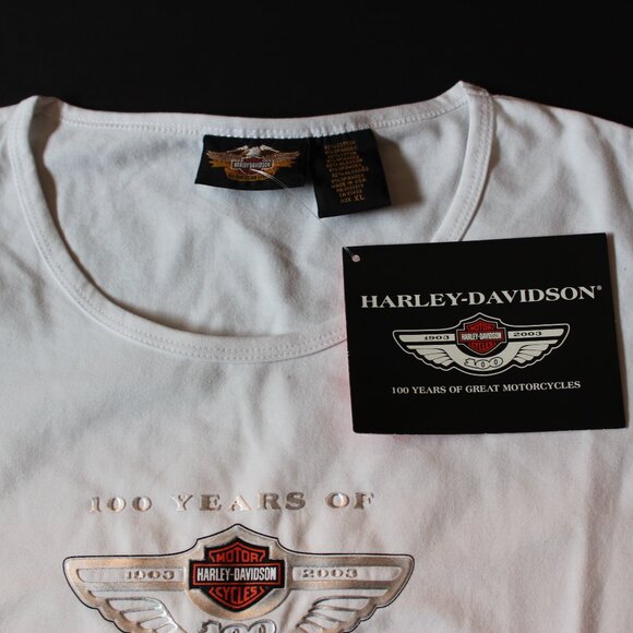 Harley-Davidson 100th Logo  Short sleeve White T-shirt Women's XL New w/Tags - Picture 7 of 9